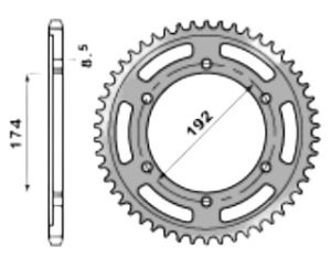 Achtertandwiel ALU 48 tanden