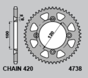 Achtertandwiel alu 47 tanden