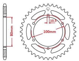 Achtertandwiel alu 38t 520 6 gaten 80-100