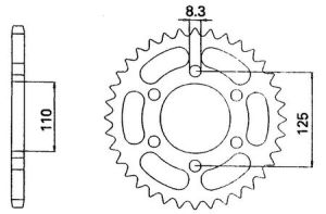 Achtertandwiel aluminium 52 tanden