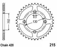 Achtertandwiel aluminium 55 tanden