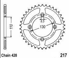 Achtertandwiel aluminium 56 tanden