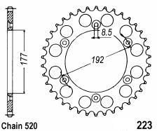 Achtertandwiel aluminium 52 tanden