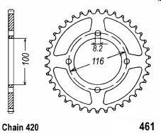 Achtertandwiel aluminium 48 tanden