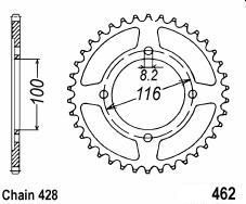 Achtertandwiel aluminium 49 tanden