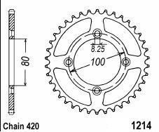 Achtertandwiel aluminium 45 tanden