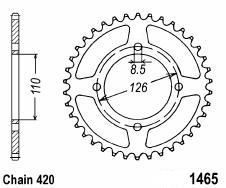 Achtertandwiel aluminium 46 tanden