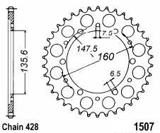 Achtertandwiel aluminium 56 tanden