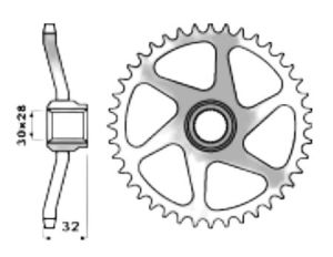 Achtertandwiel staal 44 tanden (pas=420)