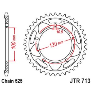 Achtertandwiel staal C45 versterkt 41 tanden