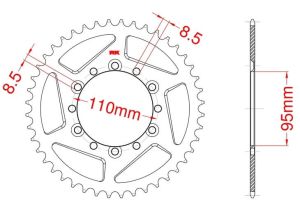 Achtertandwiel aluminium 42 tanden