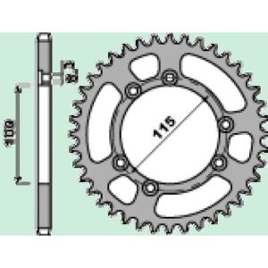 Achtertandwiel aluminium 44 tanden