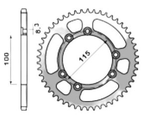 Achtertandwiel aluminium 55 tanden