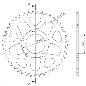 Achtertandwiel alu 45 tanden