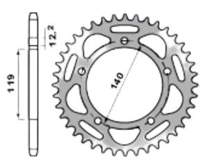 Achtertandwiel aluminium 46 tanden