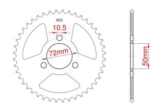 Aluminium achtertandwiel 28 tanden