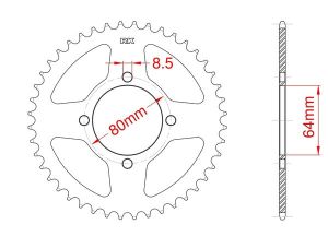 Achtertandwiel aluminium 37 tanden