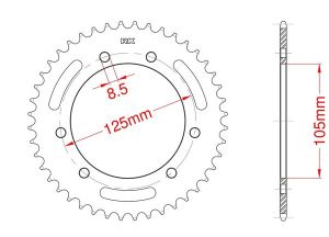 Achtertandwiel aluminium 53 tanden