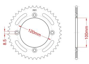 Achtertandwiel aluminium 46 tanden