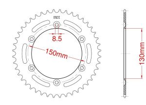 Achtertandwiel aluminium 46 tanden