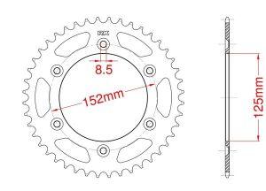 Achtertandwiel staal C45 versterkt 48 tanden