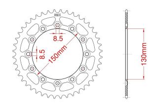 Achtertandwiel staal C45 versterkt 38 tanden