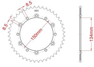 Achtertandwiel aluminium 46 tanden