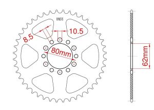 Achtertandwiel aluminium 46 tanden