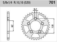 Achtertandwiel aluminium 52 tanden