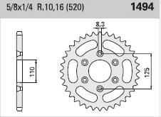 Achtertandwiel aluminium 42 tanden