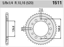 Achtertandwiel aluminium 40 tanden