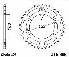 Achtertandwiel staal 53 tanden (pas=428)