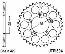 Achtertandwiel aluminium 46 tanden