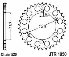 Achtertandwiel alu 50 tanden