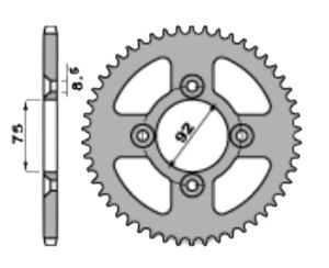 Achtertandwiel aluminium 43 tanden