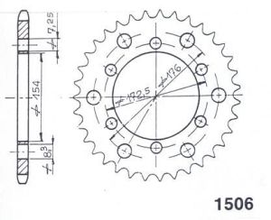 Achtertandwiel aluminium 50 tanden