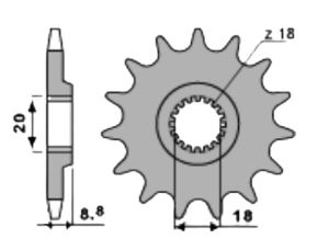 Voortandwiel 15 tanden