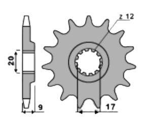 Voortandwiel 12 tanden