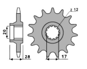 Voortandwiel 14 tanden