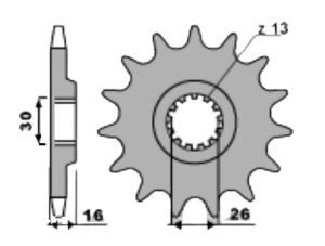 Voortandwiel 16 tanden (pas=520)