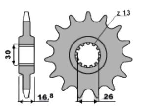 Voortandwiel 16 tanden