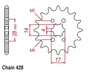 Voortandwiel 13 tanden