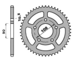 Couronne acier C45 haute résistance 46 dents