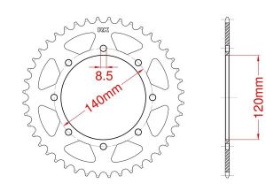 Couronne acier C45 haute résistance 44 dents