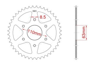 Couronne acier C45 haute résistance 42 dents