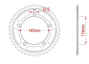 Couronne acier C45 haute résistance 44 dents