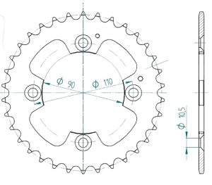 Couronne acier C45 haute résistance 32 dents