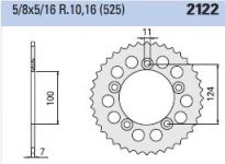 Steel rear sprocket 44 teeth