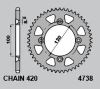 Aluminium rear sprocket 47 teeth