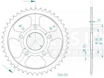 Steel rear sprocket 43 teeth